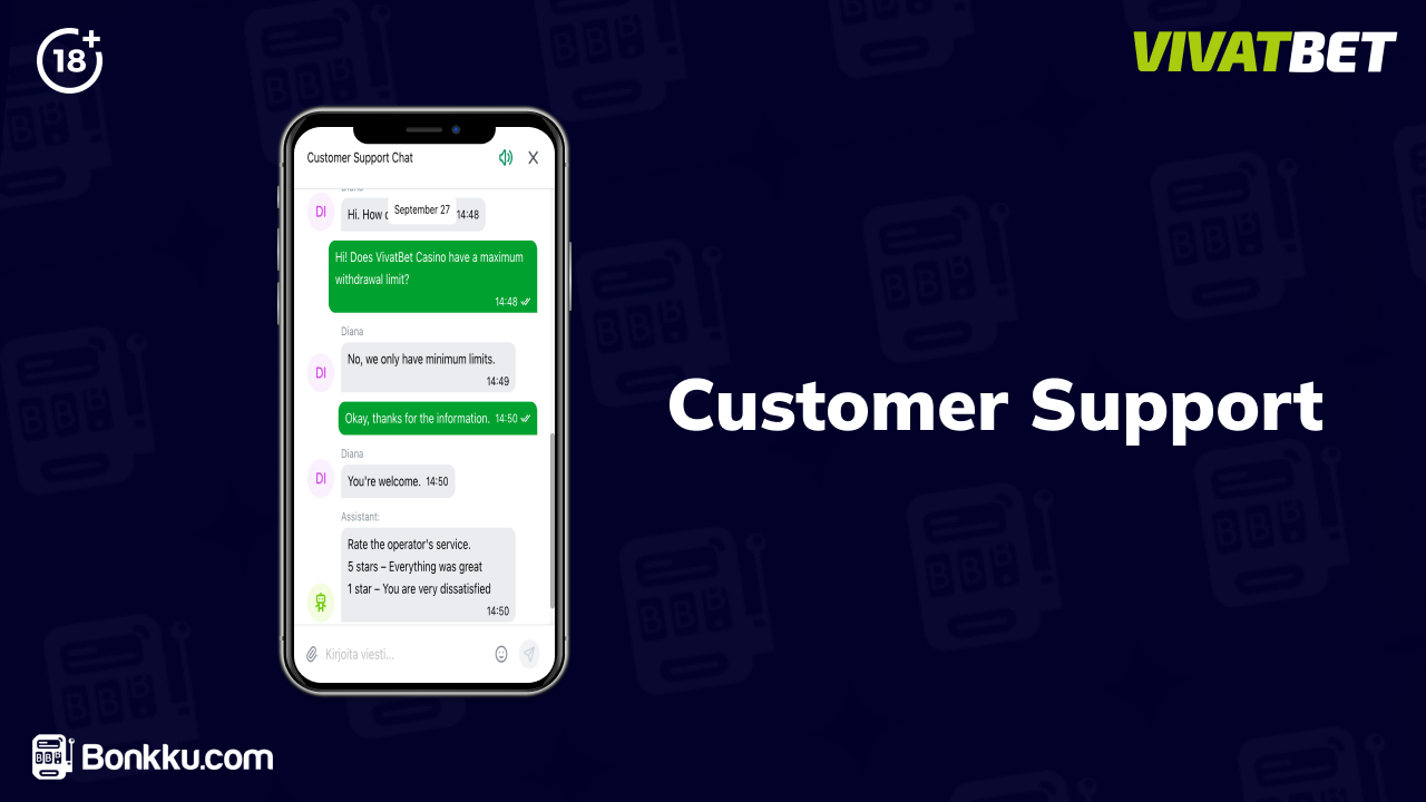 vivatbet casino customer support