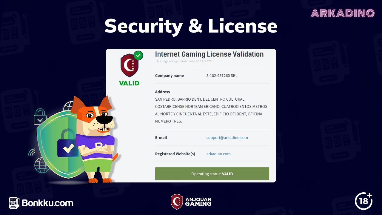 arkadino casino license
