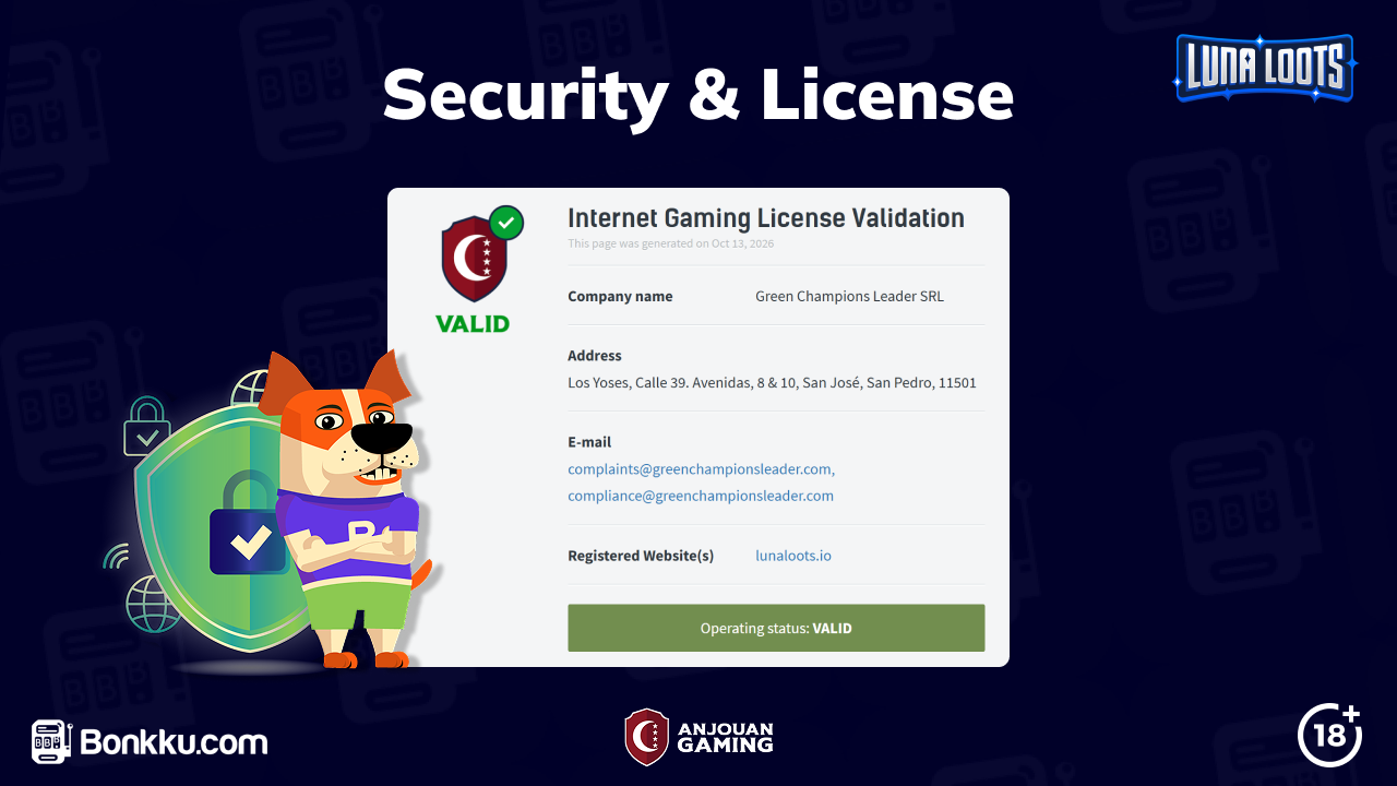 lunaloots casino license